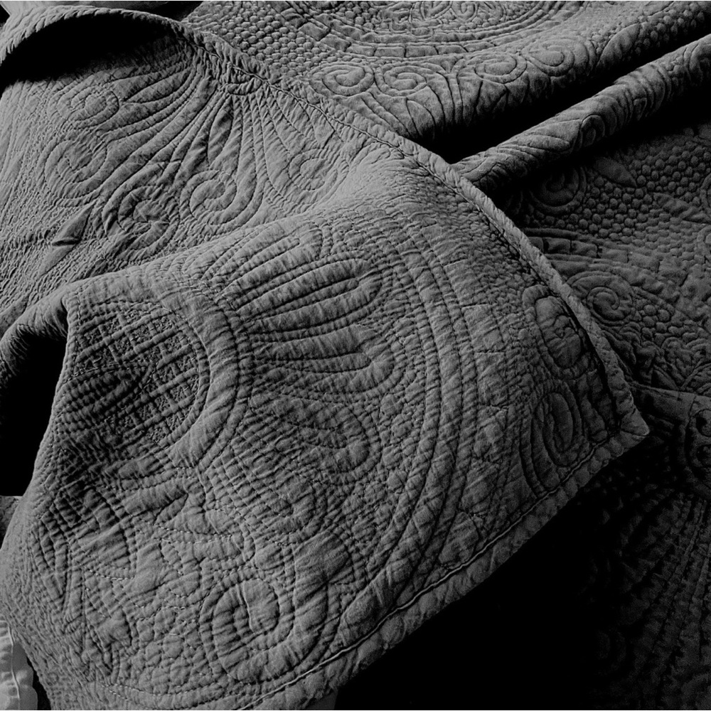 Pottery Barn velvet medallion king quilt gray - Picture 7 of 10